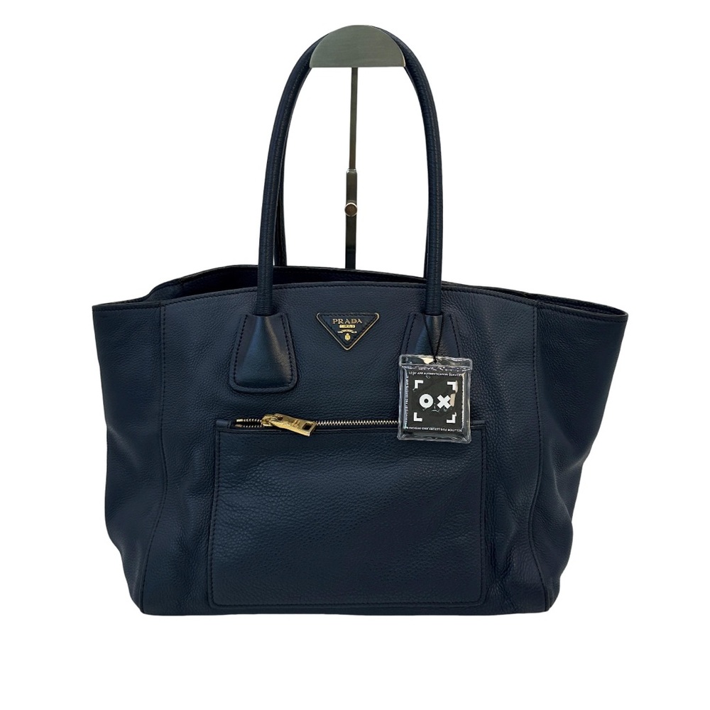 Prada Dark Blue Leather Tote